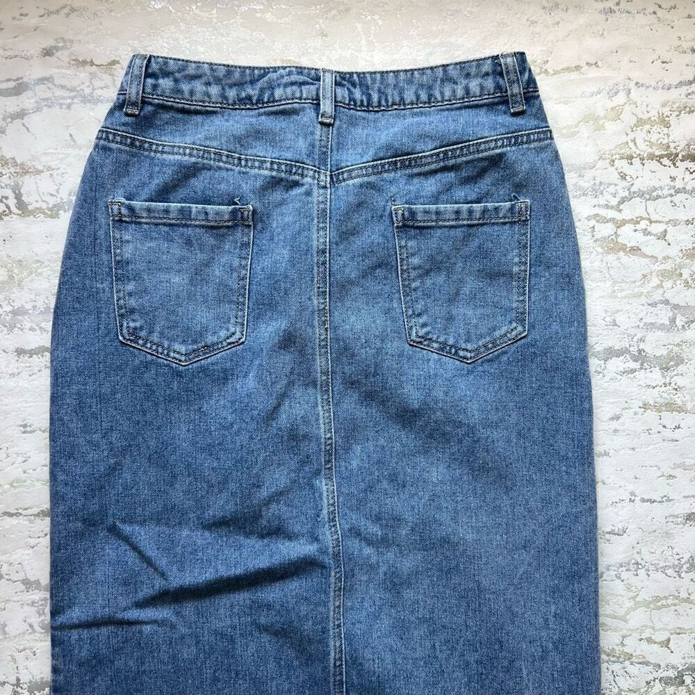Happily Grey crossover Denim Midi Skirt - Picture 8 of 9